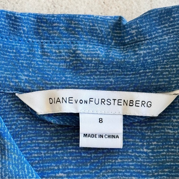 Diane Von Fürstenberg DVF Silk Knee Length Belted Shirt Dress Size 8 - Picture 5 of 11